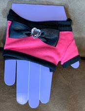 FINGERLESS GLOVE-LETS PINK W/BLACK BOW ONE SIZE FASHION ACCESSORY SUPER CUTE 