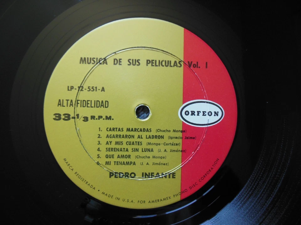 PEDRO INFANTE - Canta Música De Sus Peliculas, Vol 1 Mono on Orfeon - Excellent+ Foto 4 de 4