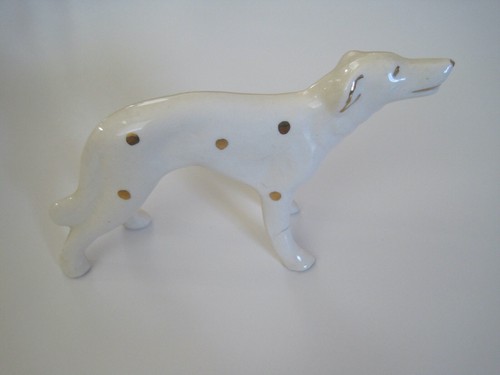 Borzoi Figurine Gold Spots Antique 6.5"
