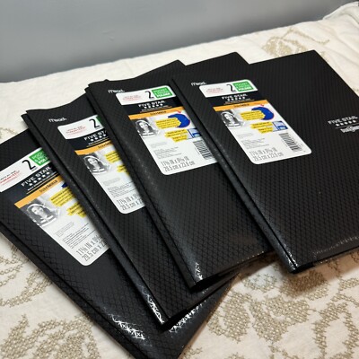 Five Star Black Pocket Folder w Prong Fasteners Stay-Put Folder Black Durashield