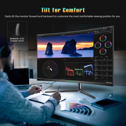 Monitor curvo para juegos Titan Army 31,5"" 2560*1440 HVA panel rápido 240 Hz 1 ms GTG - Imagen 10 de 21