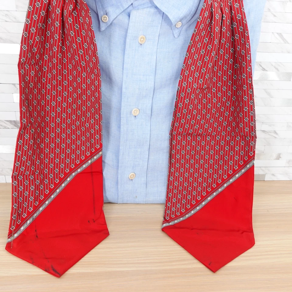 Ascot Cravat Neck Tie Mens Red Chain Link Western Victorian Tuxedo Suit Designer - Image 2 of 4