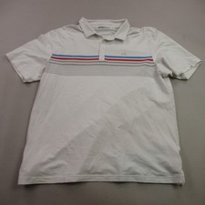 Travis Mathew Mens 2XL Polo Golf Shirt Short Sleeve Outdoor Stripes White Casual