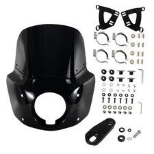 FATECIM Motorcycle 5.75" Headlight Fairing with 11" 11" Dark Smoke Windscreen