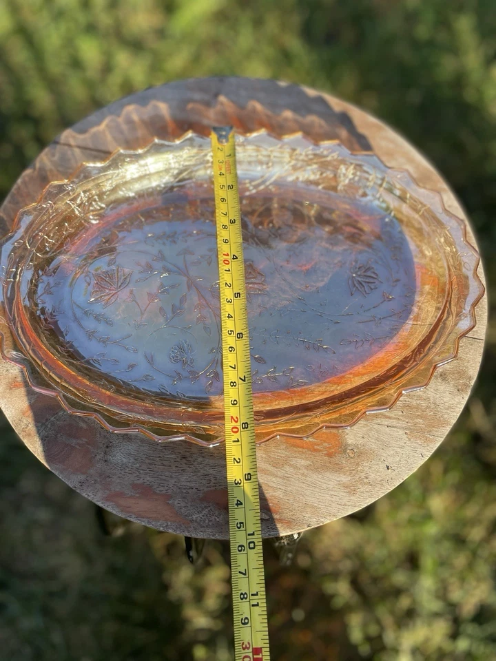 Vintage Jeannette Glass Floragold Louisa Iridescent Oval Serving Platter - image 3 of 4