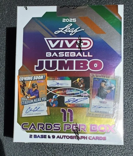 2025 Leaf Vivid Baseball Sealed Jumbo Box - 10 * Autographs, 2 Base