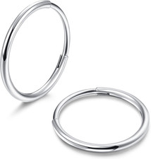 G23 Titanium Hoop Earrings for Women Men Hypoallergenic Hinged Huggie Hoop Earri
