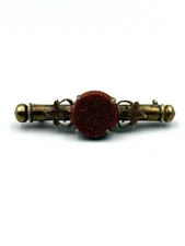 Antique Brass Round Goldstone Nanny Brooch Pin/Needle Case 1918
