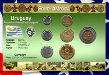 Littleton World Coin Set Uruguay 1994-2008 UNC 10 Peso 2000 2,1 Peso 1998