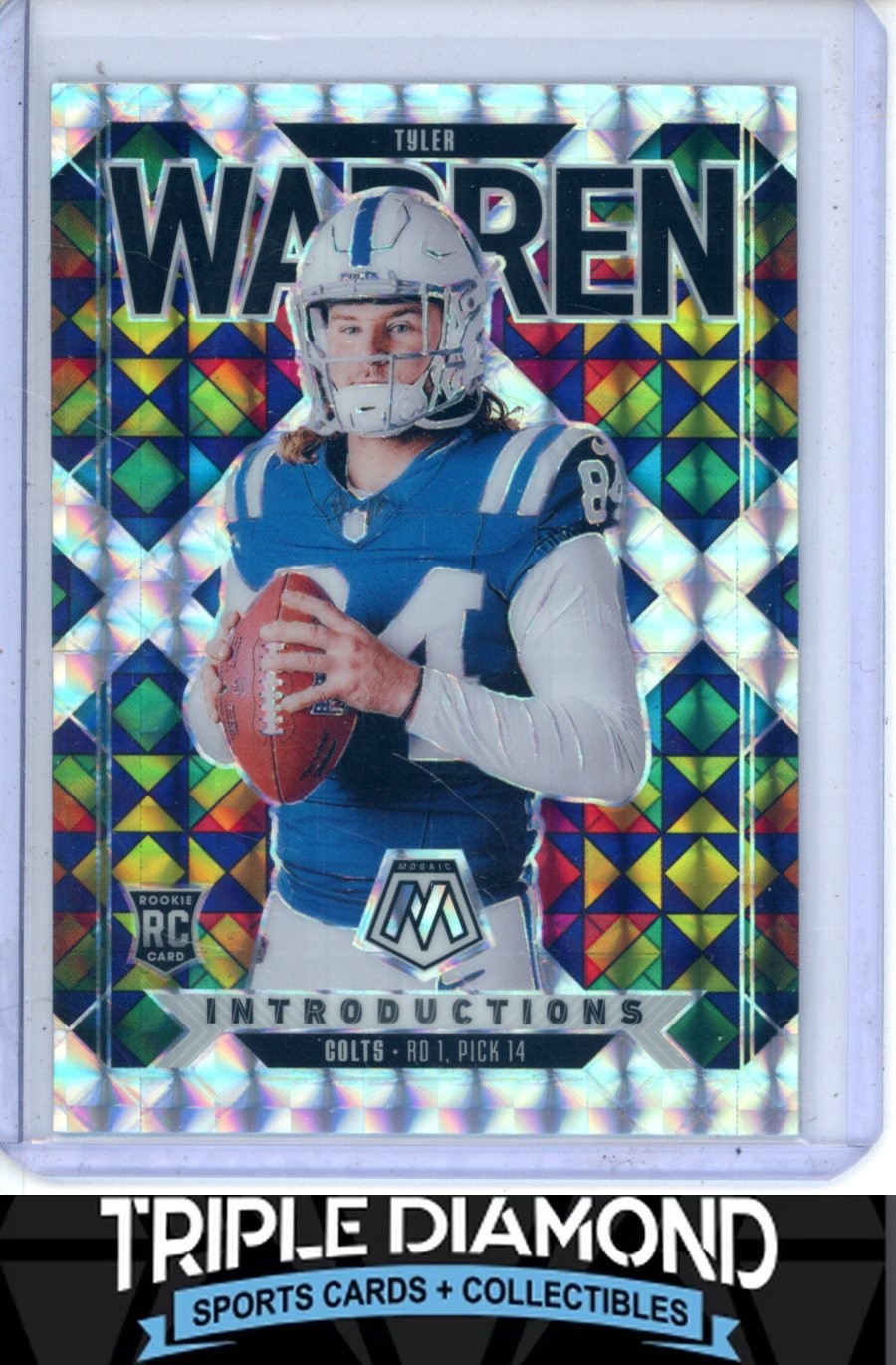 2025 Panini Mosaic Tyler Warren Rookie Introductions Silver Mosaic Prizm R344