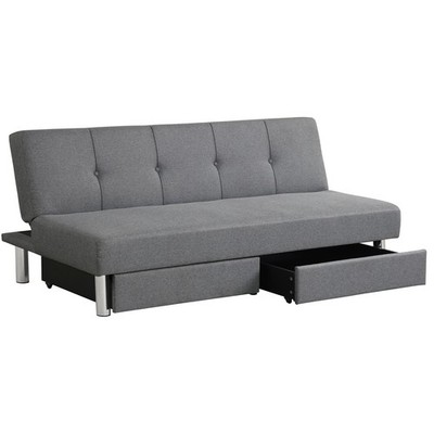 Costway 3-Seat Adjustable Sofa Bed Long Sofa with 2 Drawer with 3 Adjustable