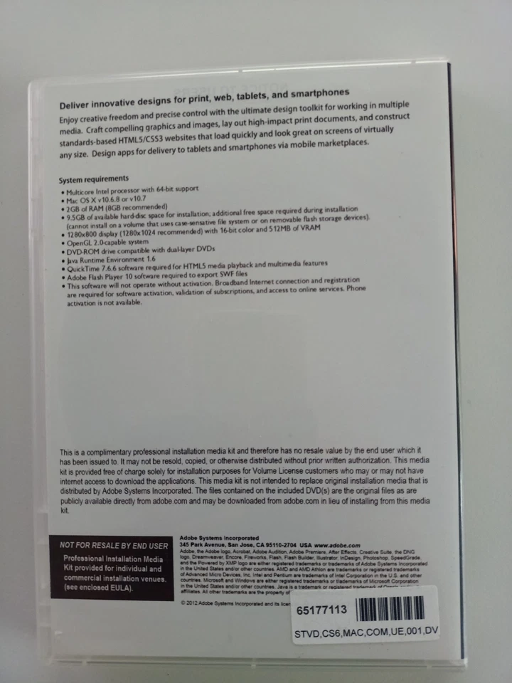 MAC OS Adobe Creative Suite 6 Design & Web Premium Education w Product Key Code - image 3 of 4
