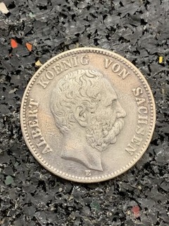 1876 E Saxony German Empire Silver Zwei 2 Mark KM # 1238 J# 121 Albert