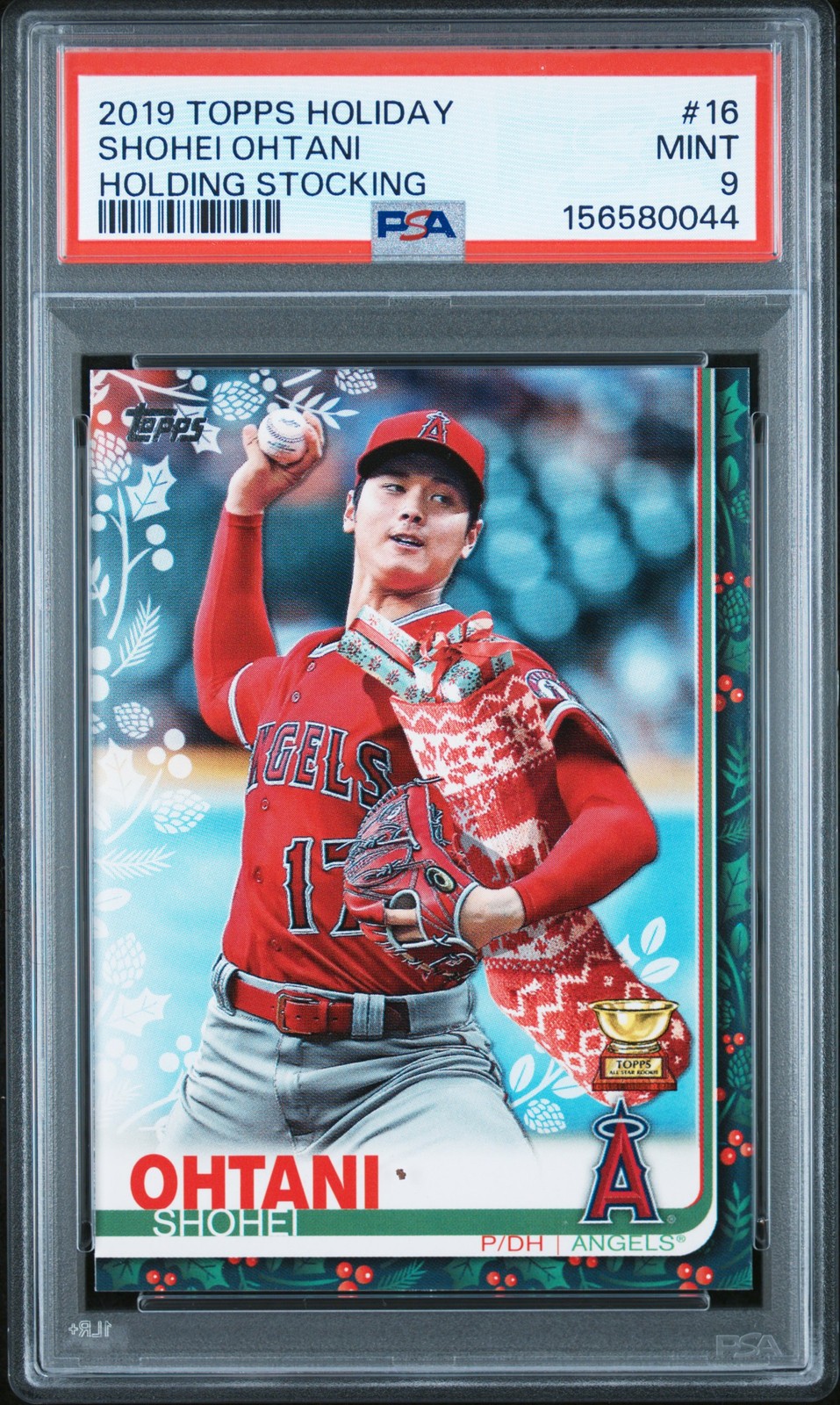 2019 TOPPS HOLIDAY HOLDING STOCKING #16 SHOHEI OHTANI PSA 9