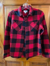 Mens Red Buffalo Plaid Flannel Shirt Size S