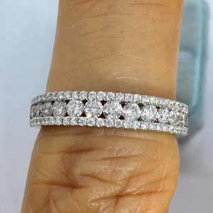 Authentic 0.77Ct Round Cut Real Moissanite Anniversary Wedding Band 14K White Gold Plated