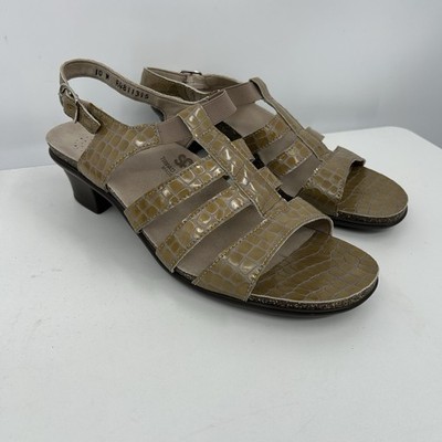 SAS Womens Allegro Sandals Size 10 Beige Croc Leather Slingback Comfort Pump