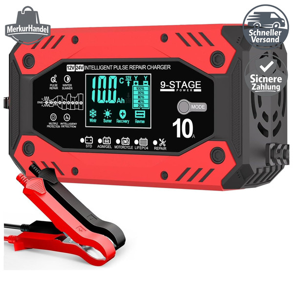 Autobatterie LadegeräT 10A 12V/24V Mit Rekonditionierungsmodus-image