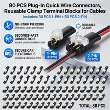 80 PCS Plug-In Quick Wire Connectors No Wire Stripping Car Electronics