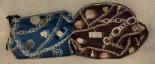 2 Pc Estee Lauder CHAINS, SHELLS  CHARMS Cosmetic Makeup/Travel Bags - EUC