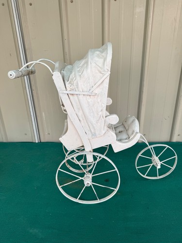 Passeggino passeggino passeggino bambola vintage decorativo dipinto bianco - Foto 11 di 19