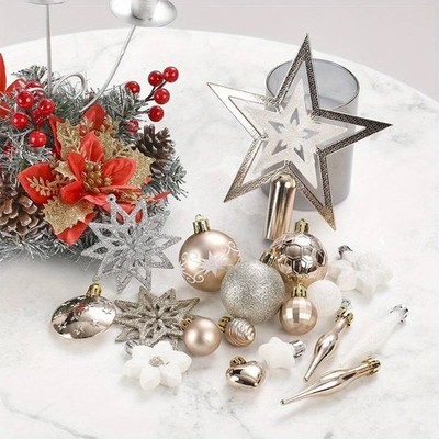 58 Stück Rosegold Dekorationselemente perfekt für Weihnachtsbaum und DIY-Projekte