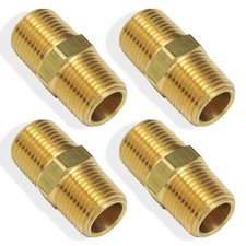 boeray 4pcs 1/4"x1/4" Brass Pipe Hose Fitting 1/4" NPT (1/2" OD)-4pcs, Gold 