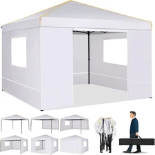 10X10Ft Pop up Canopy Gazebo Tent Awning with Mesh Window 4 Sidewall Carry Bag 4