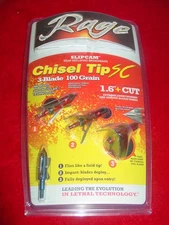 Rage 3-Blade Chisel Tip SC Broadhead 3-Pack: 100 Grain  BRAND NEW