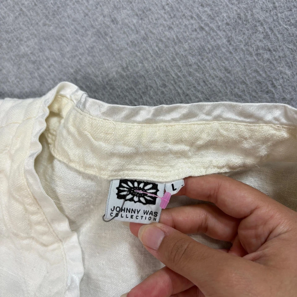 Chaqueta de Colección Johnny Was Mujer Grande Lino Blazer Botón Frontal Boho Costero Foto 3 de 4