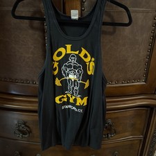 Vintage 70s 80s Gold's Gym Men Tank Top Single Stitch Stamford Ct Muscle Shirt M