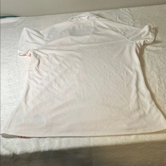 Adidas ClimaChill Striped Athletic Polo Shirt Orange White Short Sleeve - Image 2 of 4