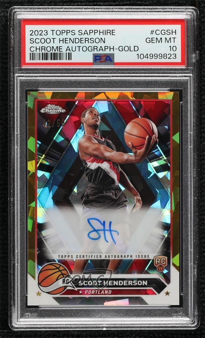 2023-24 Chrome Sapphire Edition Gold 42/50 Scoot Henderson Rookie Auto RC 0xh3