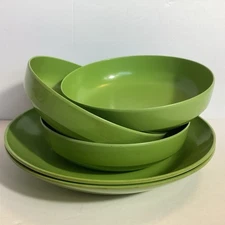 Vintage MCM Rosti Denmark 5 Pc Bowl Set Mepal Melamine Avocado Green Copenhagen