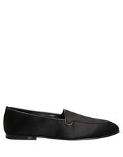 Dolce & Gabbana Black Satin Logo Slip On Flats Loafers Men's Shoes
