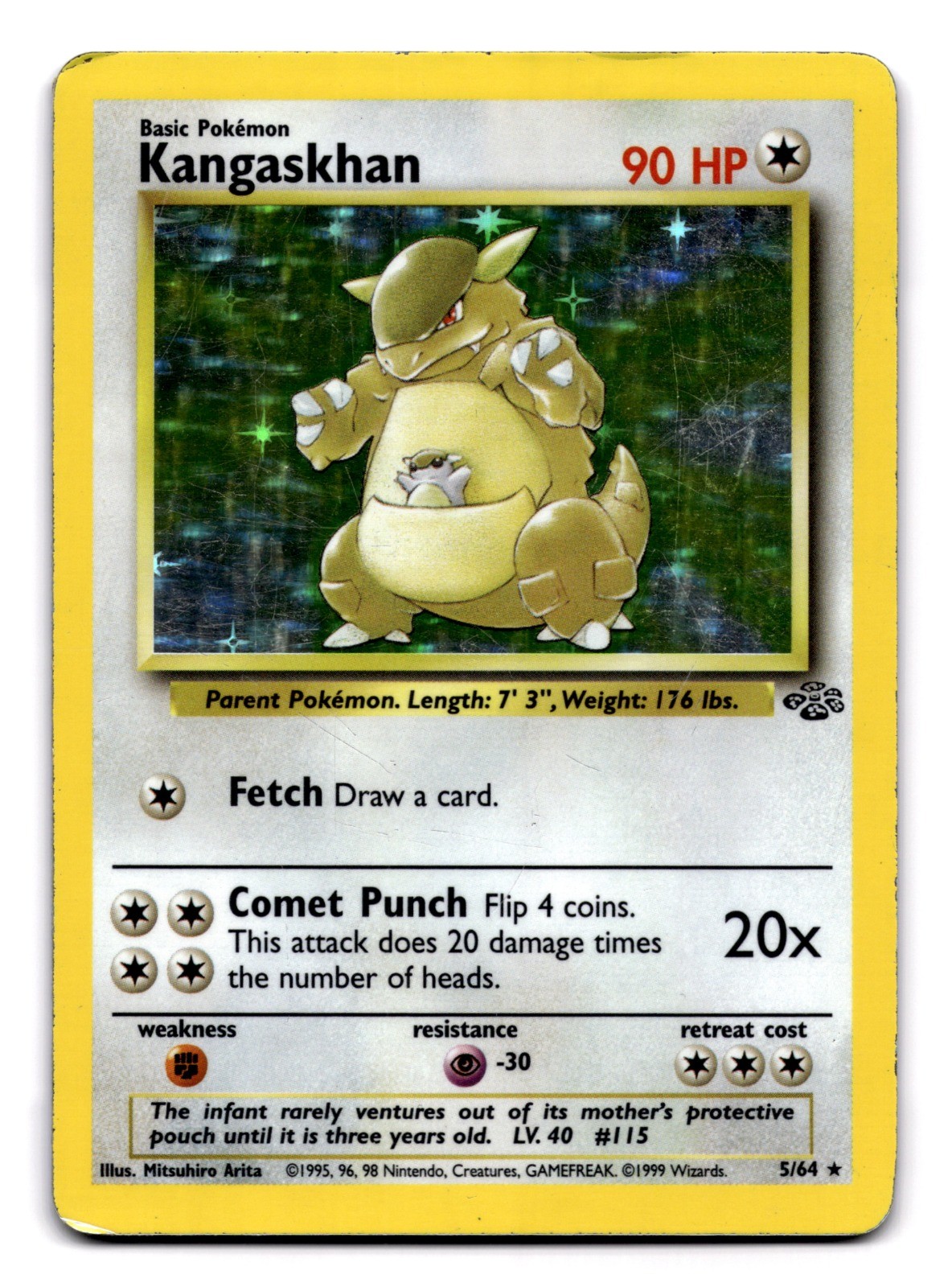 Kangaskhan (5) Unlimited Holo Rare Jungle 05/64 HP 1999