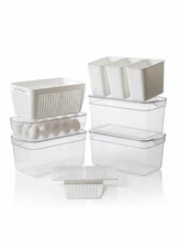 Clear Stackable Storage Containers with Lids BPA-Organizer Bins for Refrigera...