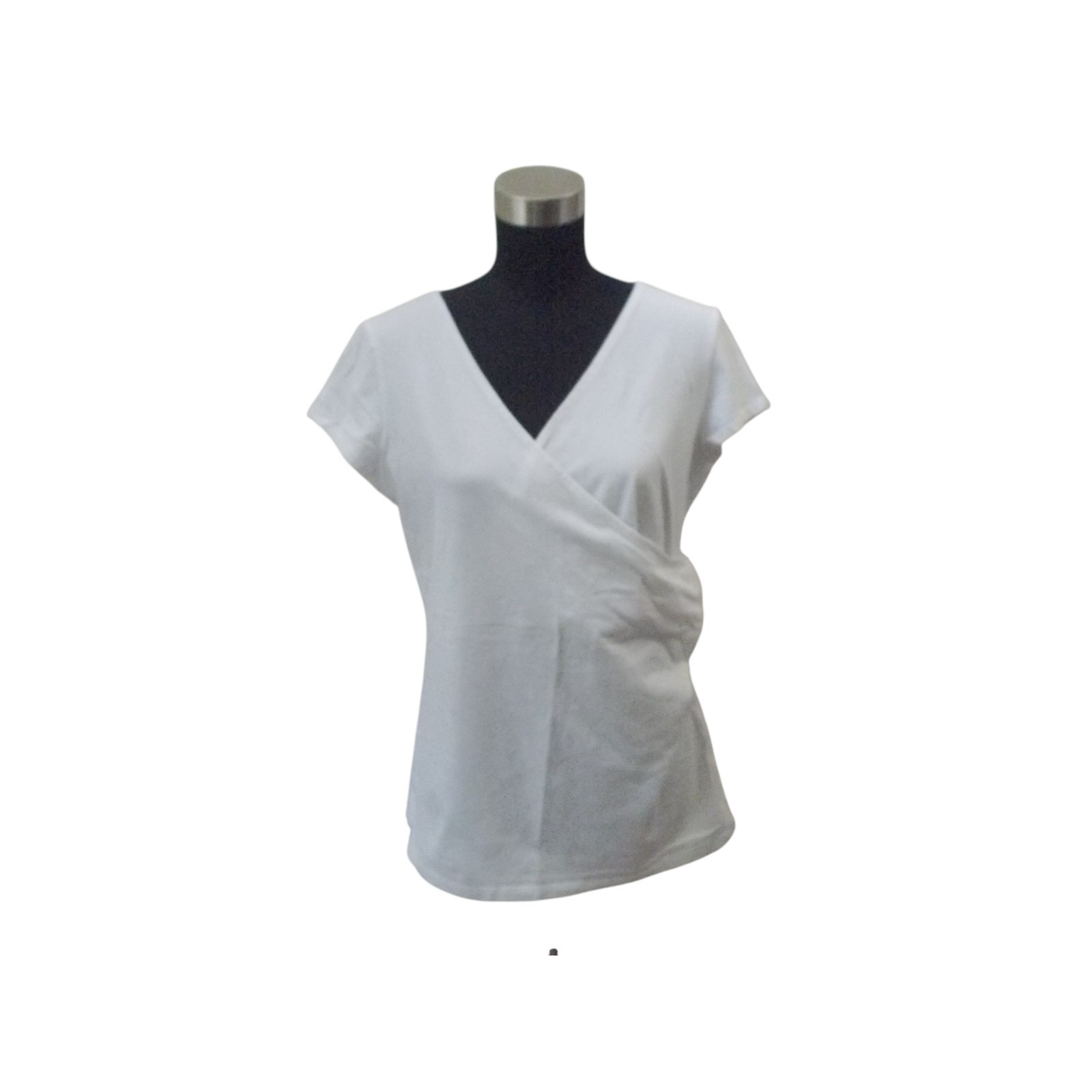 MERONA White Faux Wrap Short Sleeve Shirt Top Sz L