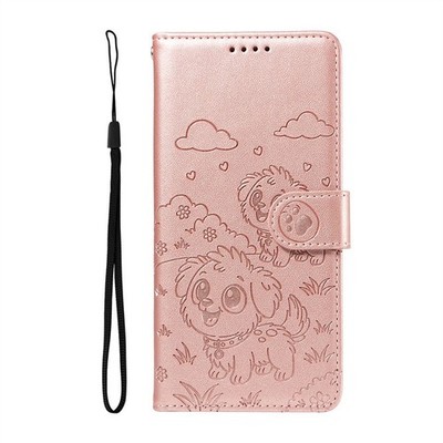 Embossed Dog Wallet Phone Case for Xiaomi 15 14T Redmi 12 13 A5 14C 15C POCO X6