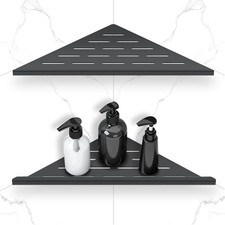 10" Matte Black Corner Shower Shelves, 304 SS Recessed Slot Design for Tiled