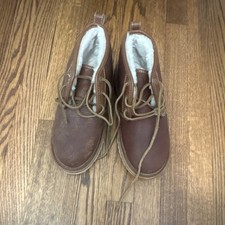 UGG Brown Leather Faux Fur Lined Chukka Lace-...