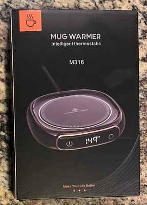 Black Desk Coffee Mug Warmer 3 Settings Metal Heating Pad M316
