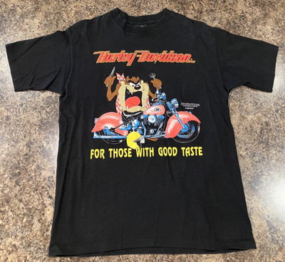 Harley Davidson T-Shirt Taz Looney Tunes  Vintage 1991 Size L