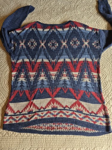 Chaps Ralph Lauren Women's XL Crew Neck Lightweight Sweater Cotton Southwestern - Picture 8 of 9