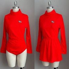 Mod Vintage 1960  s Red  Off Limits  Patch Bodysuit Top  Mini Skirt Set S/M