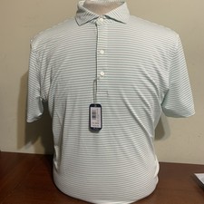 Johnnie-O Michael Mens Medium Cilantro Stripe Golf Polo Shirt New Nwt