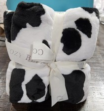Cow Print Blanket Brown White - Throw Size 50" x 60" 130 x 150 cm White Cow