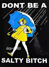 F214 DON'T BE A SALTY BITCH MEME Fridge Magnet Decal Poster Metal Sign