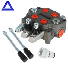25GPM Hydraulic Directional Control Valve 2 Spool Tractor BSPP + Conversion Plug