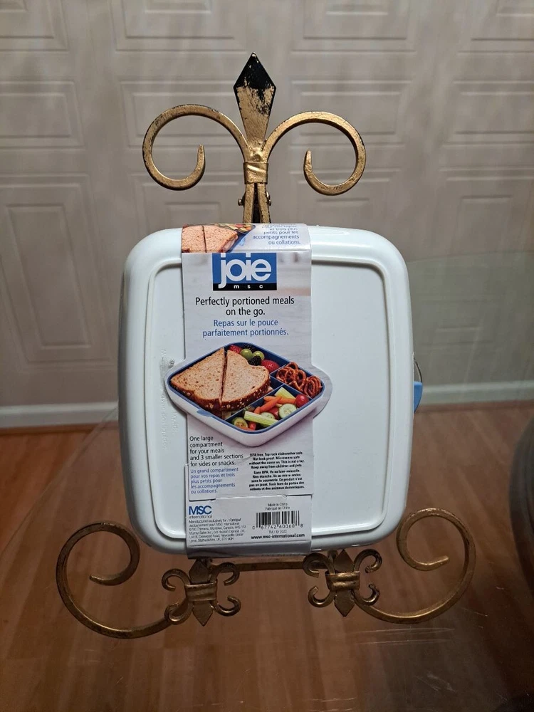 Joie Bento Box Perfectly Portion Meals On The Go Container Clear White / Blue Joie Bento Box Perfectly Portion Meals On The Go Container Clear White / Blue